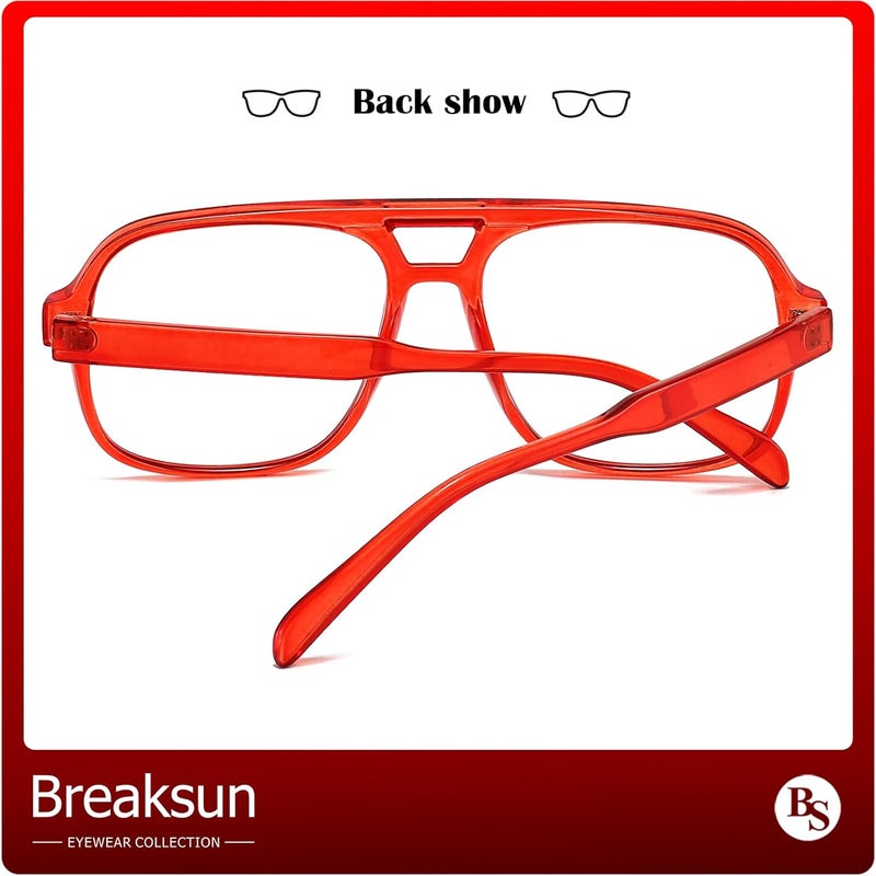 Breaksun Oversized Square Aviator Glasses for Women Men Big Frame Retro Blue Light Blocking Glasses Vintage Style - Image 5